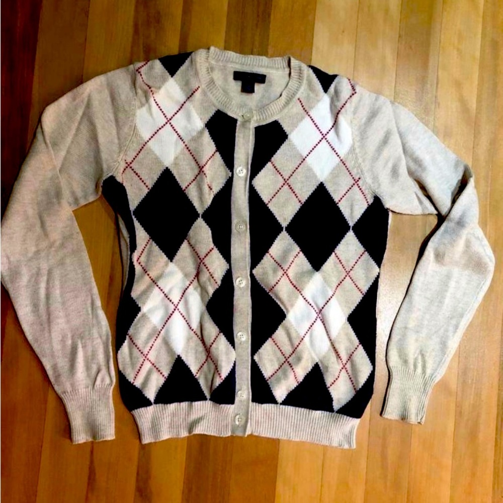 Tommy Hilfiger  Argyle diamond print in front round neck sweater M KNIT